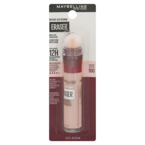 Maybelline Instant Age Rewind Concealer, Eraser, Medium/Full Coverage, Shade 160