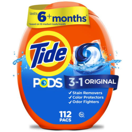 Tide Fabric care PODS laundry detergent pacs, Original Scent