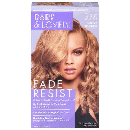 Dark & Lovely Fade Resist Haircolor, Permanent, Honey Blonde 378