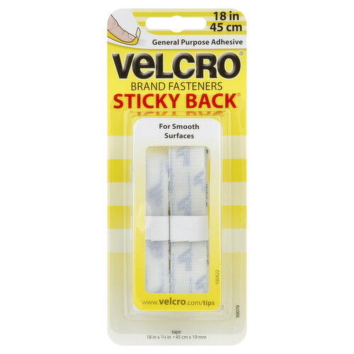 Velcro Sticky Back General Purpose Adhesive Fasteners, 18 Inch, White Tape