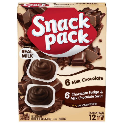 Snack Pack Family Pack Milk Chocolate and Chocolate Fudge/Milk Chocolate Swirl Pudding Cups