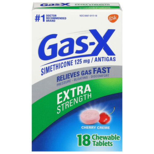 Gas-X Antigas, Extra Strength, 125 mg, Chewable Tablets, Cherry Creme