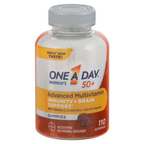 One A Day Advanced Multivitamin, Immunity + Brain Support, Women's 50+, Gummies