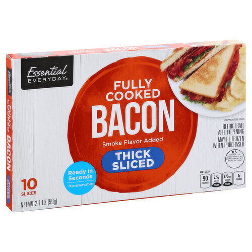 Essential Everyday Bacon, Fully Cooked, Thick Sliced