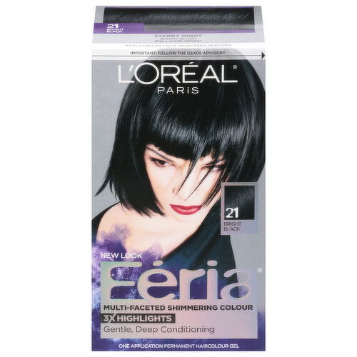 Feria Permanent Haircolour Gel, Bright Black 21