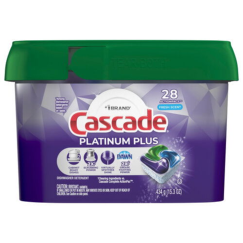 Cascade Platinum Plus Dishwasher Detergent, Fresh Scent, ActionPacs