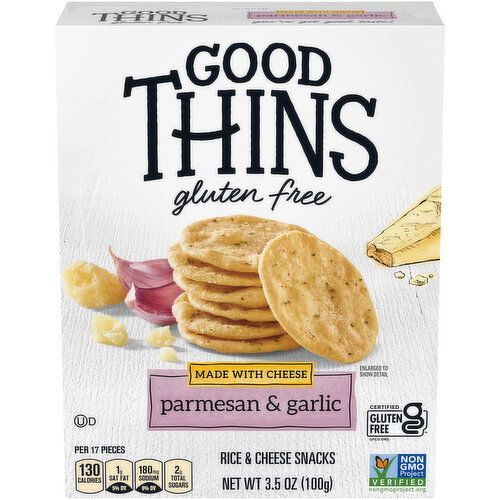 GOOD THINS Parmesan & Garlic Rice & Cheese Snacks Gluten Free Crackers