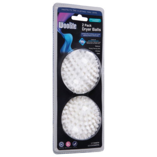 Woolite Dryer Balls, 2.5 Inch Diameter, 2 Pack