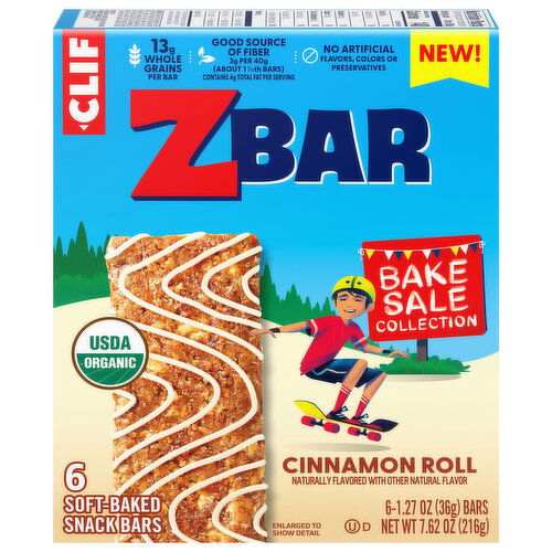 Zbar Soft-Baked Cinnamon Roll Snack Bars