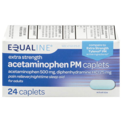 Equaline Acetaminophen, Extra Strength, PM, 25 mg, Caplets