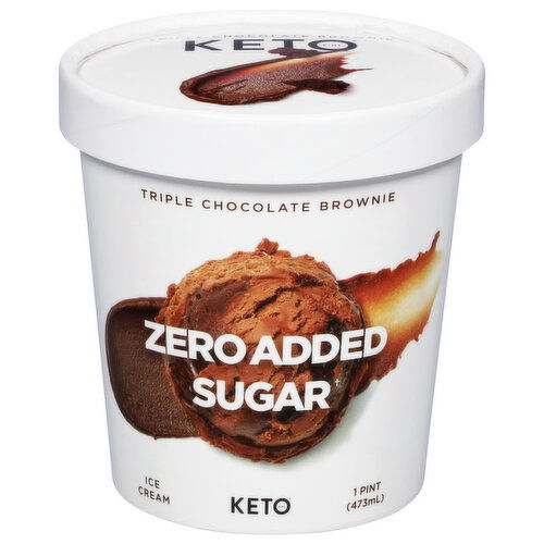 Keto Pint Zero Added Sugar Triple Chocolate Brownie Ice Cream