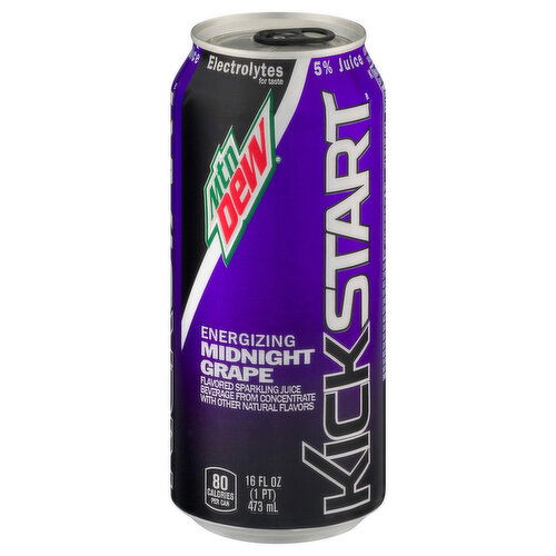 Mtn Dew KickStart Sparkling Juice, Energizing, Midnight Grape