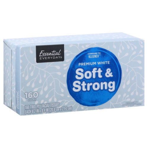 Essential Everyday Facial Tissues, Premium, White, Two-Ply