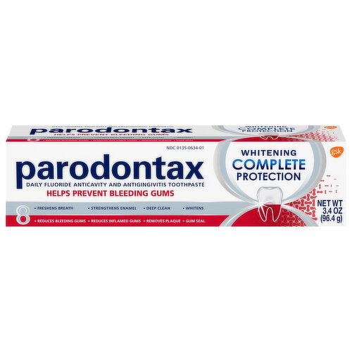 Parodontax Toothpaste, Whitening, Complete Protection