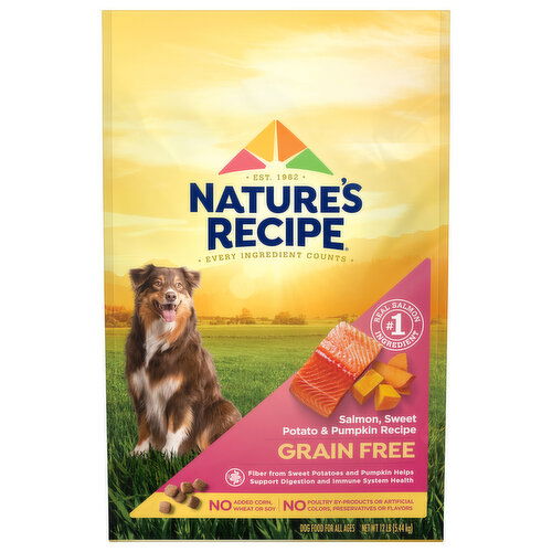 Nature's Recipe Dog Food, Natural, Grain Free, Salmon, Sweet Potato & Pumpkin Recipe