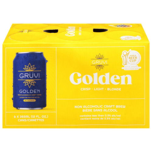 Gruvi Beer, Non Alcoholic, Craft Brew, Golden