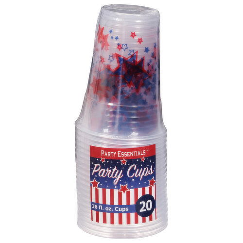 Party Essentials Party Cups, Plastic Stars Print