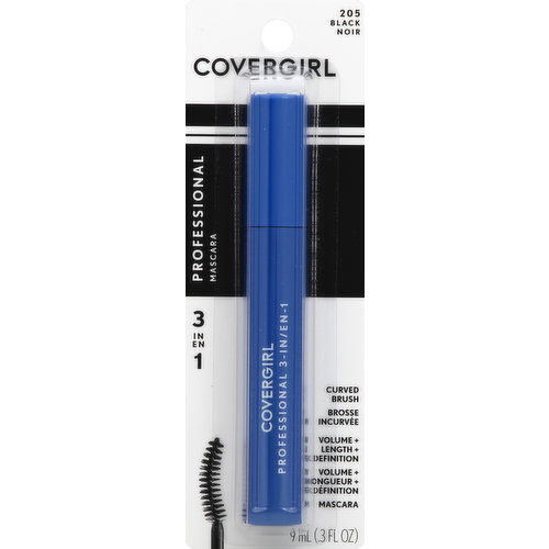 CoverGirl Professional Mascara, 3-in-1, Black 205