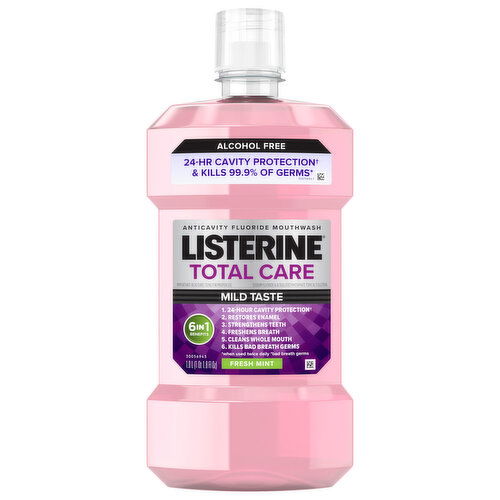 Listerine Total Care Alcohol Free Anticavity Fluoride Mild Taste Fresh Mint Mouthwash