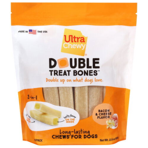Ultra Chewy Double 2-in-1 Bacon & Cheese Flavor Treat Bones