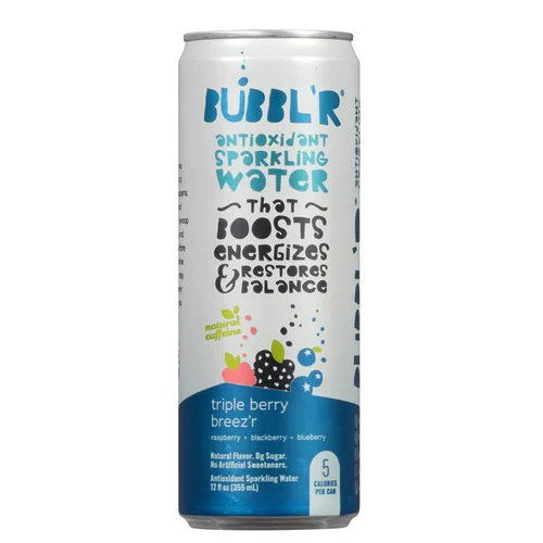 BUBBL'R Antioxidant Sparkling Water - triple berry breez'r- 12 fl oz. Cans