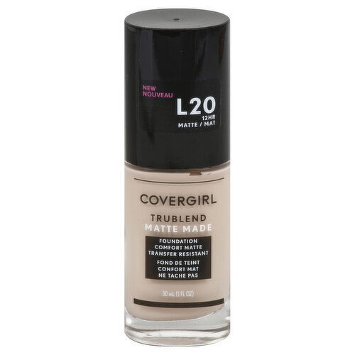 CoverGirl Trublend Foundation, Comfort Matte, Transfer Resistant, Light Ivory, L20