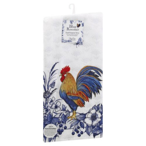Kay Dee Designs Dual Purpose Towel, Terry, Blue Rooster