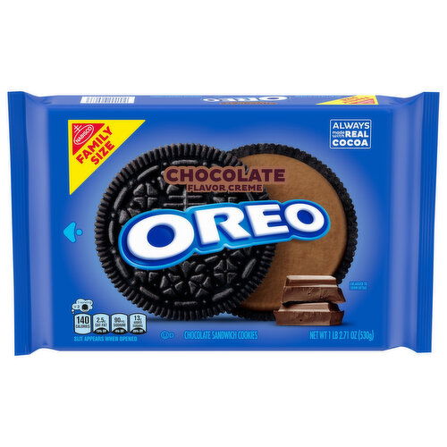 Oreo Chocolate Sandwich Cookies, Chocolate Flavor Creme, Family Size