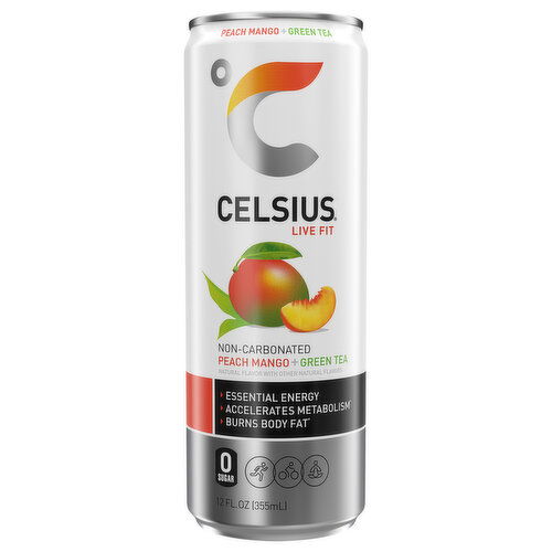 Celsius Live Fit Non-Carbonated Peach Mango + Green Tea Energy Drink