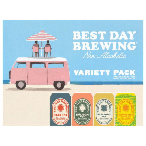 Best Day Brewing Beer, Non-Alcoholic, Assorted, Variety Pack