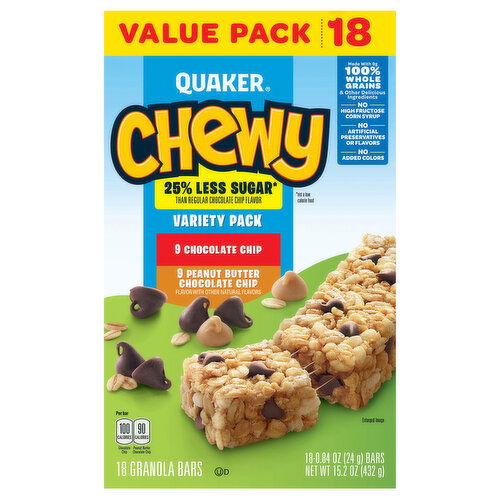 Quaker Chewy Chocolate Chip/Peanut Butter Chocolate Chip Granola Bars Value Pack Variety Pack