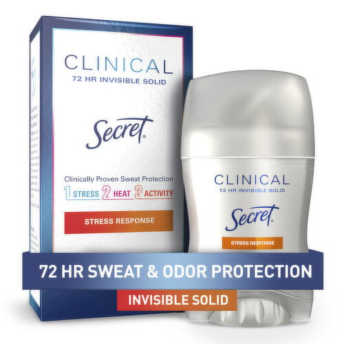 Secret Clinical Strength Clinical Strength Invisible Solid Antiperspirant and Deodorant for Women, Stress Response, 1.6 oz