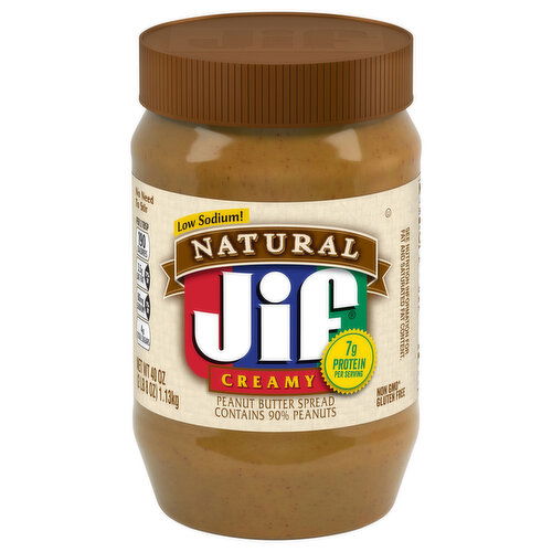 Jif Peanut Butter Spread, Low Sodium, Creamy, Natural