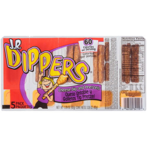 JR Dippers Cheese Dip and Pretzels