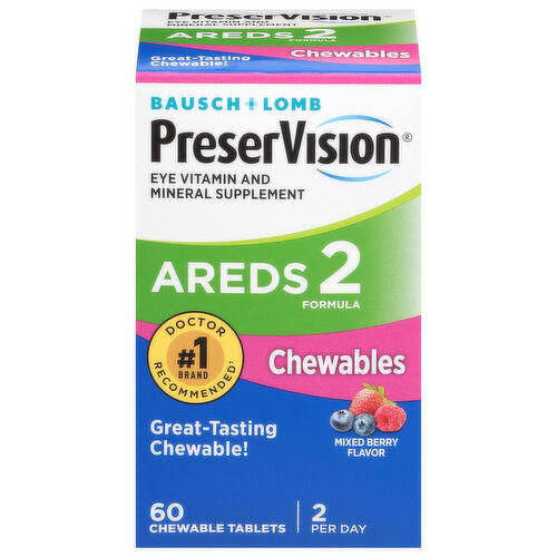 PreserVision Chewable Tablets Areds 2 Formula Mixed Berry Flavor Eye Vitamin and Mineral Supplement