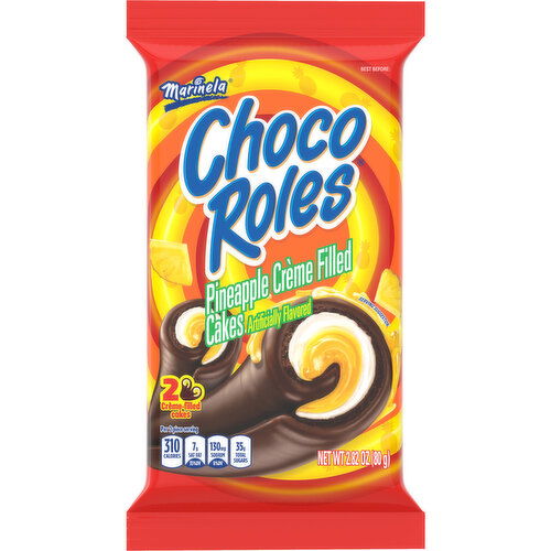 Marinela Choco Roles Shelf-Stable Pineapple Crème Filled Cakes, Twin Pack, 2 count, 2.82 oz