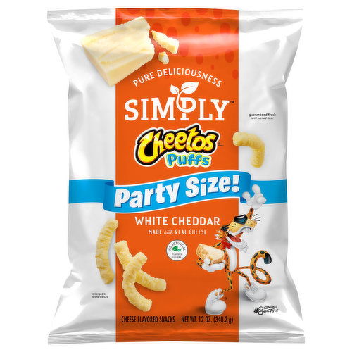 Cheetos Simply Cheese Flavored Snacks, White Cheddar, Puffs, Party Size