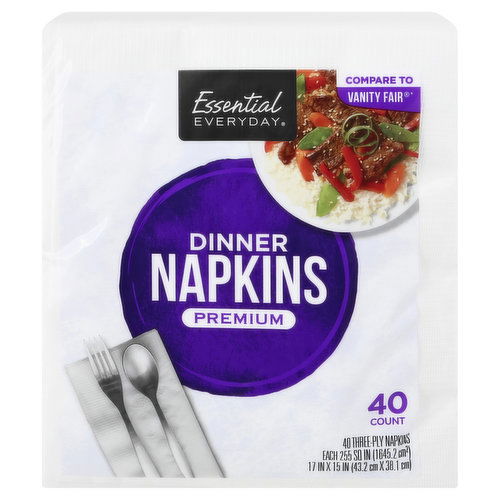 Essential Everyday Napkins, Dinner, Premium, 3-Ply