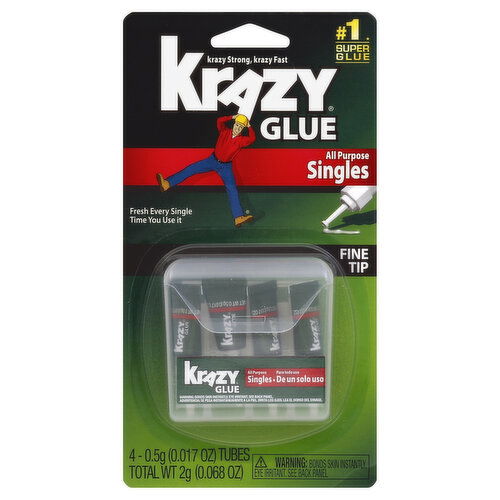 Krazy Glue Super Glue, All Purpose, Fine Tip, Singles