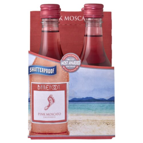 Barefoot Shatterproof Cellars Pink Moscato Wine 4 Single Serve