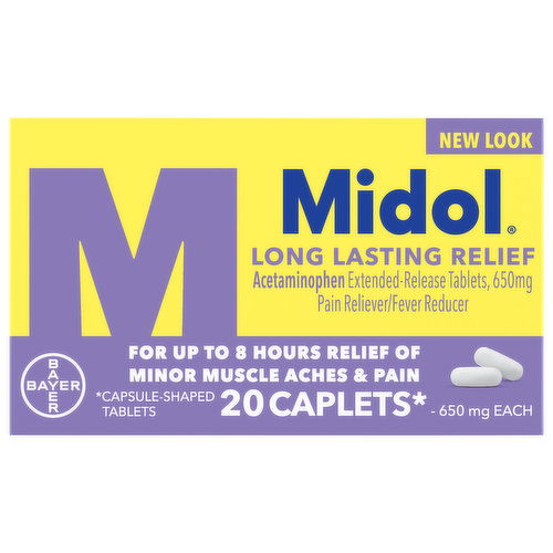 Midol Long Lasting Relief, 650 mg, Caplets