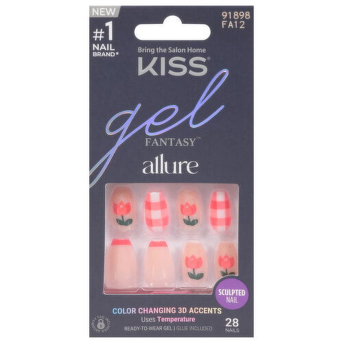 Kiss Gel Fantasy Nails, Sculpted, Allure, Medium
