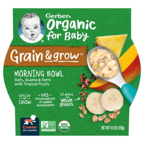 Gerber Organic for Baby Morning Bowl, Grain & Grow, Crawler (10+ Months)