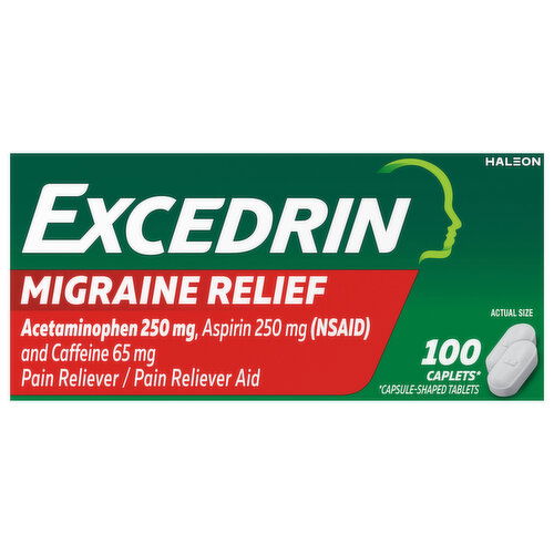 Excedrin Pain Reliever/Pain Reliever Aid, Migraine Relief, Caplets