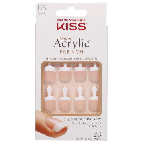 Kiss Salon Acrylic Nails, French, Real Short