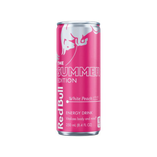 Red Bull Summer Edition Energy Drink, White Peach, with 80mg Caffeine, Taurine & B Vitamins