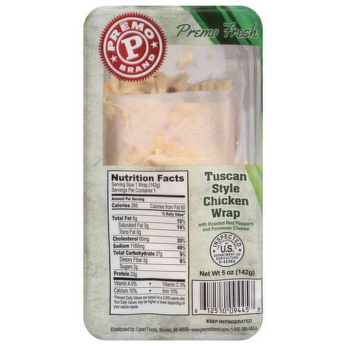 Premo Fresh Tuscan Style Chicken Wrap
