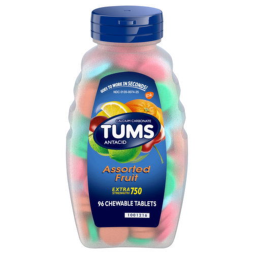 Tums Antacid, Extra Strength 750, Chewable Tablets, Assorted Fruit