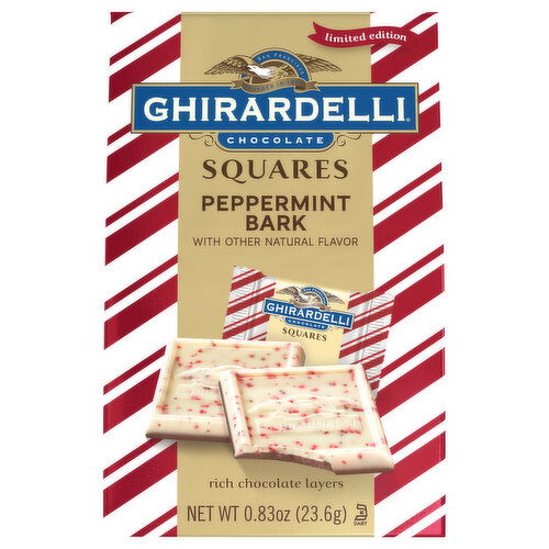 Ghirardelli Chocolate, Peppermint Bark, Squares