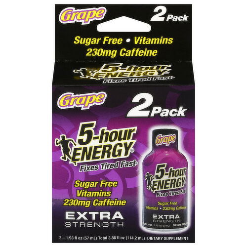 5-Hour Energy Energy Shot, Extra Strength, Grape, 2 Pack